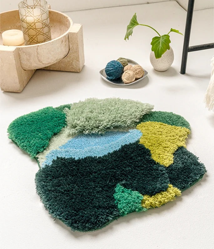 Lawn Moss Washable Area Rug – Soft Green Polyester Living Room and Bedroom Decor, 50x50cm 3
