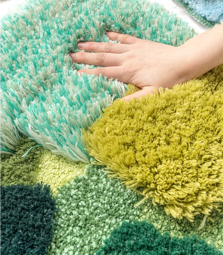Lawn Moss Washable Area Rug – Soft Green Polyester Living Room and Bedroom Decor, 50x50cm 6