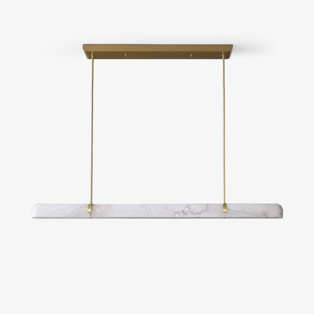 Linear Chandelier Dimmable Brass Alabaster Adjustable Height 0