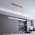 Linear Chandelier Dimmable Brass Alabaster Adjustable Height 5
