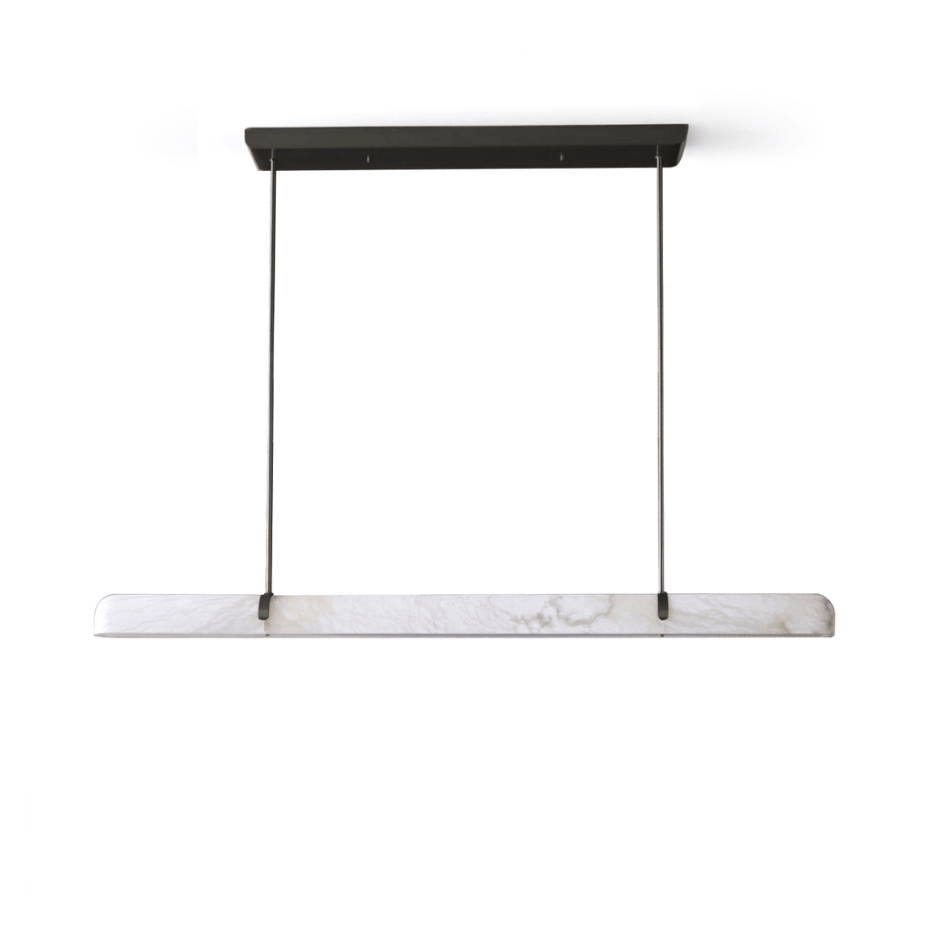 Linear Chandelier Dimmable Brass Alabaster Adjustable Height 9