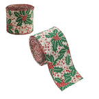 Linen Christmas Ribbon with Iron Wire Edge – 2M for Crafting 11