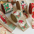 Linen Christmas Ribbon with Iron Wire Edge – 2M for Crafting 3