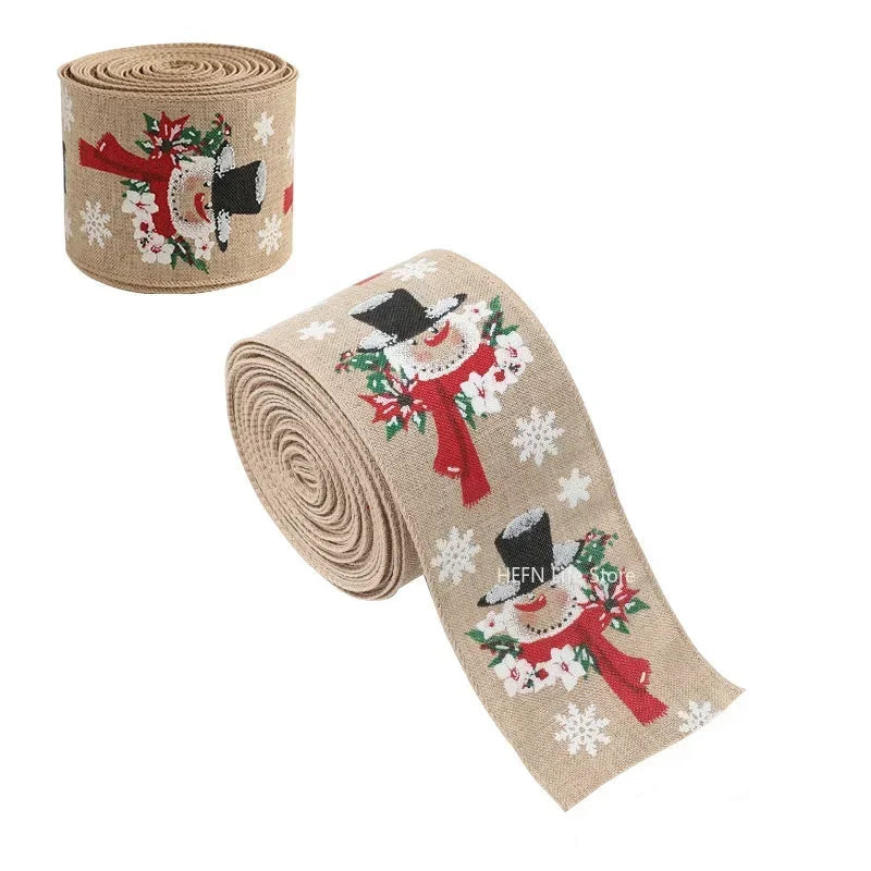 Linen Christmas Ribbon with Iron Wire Edge – 2M for Crafting 5