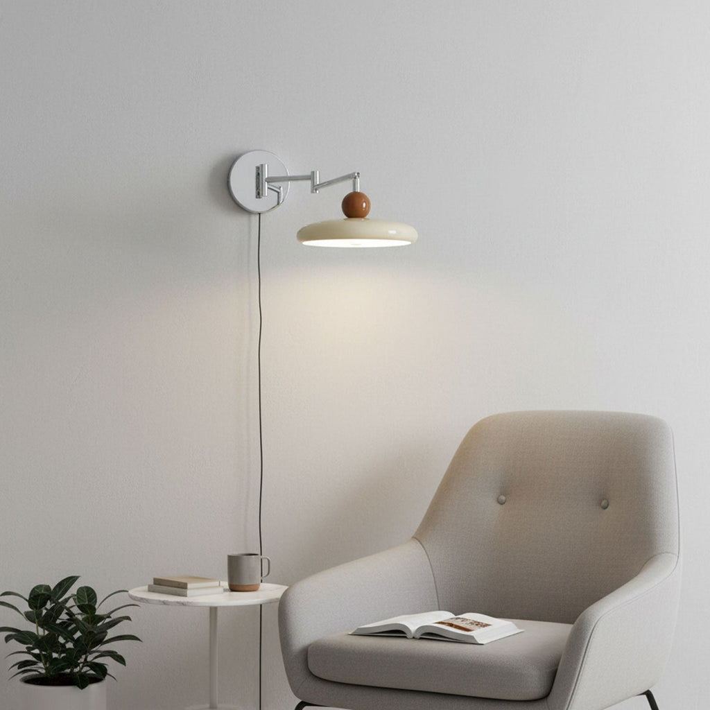 Lola Plug-in Wall Light, Round Disk Design, Integrated LED, Indoor Sconce 8