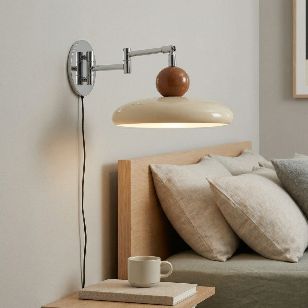 Lola Plug-in Wall Light, Round Disk Design, Integrated LED, Indoor Sconce 97