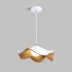 Lotus Leaf Pendant Light, Adjustable Kitchen Pendant Lighting – White and Wood Finish 0