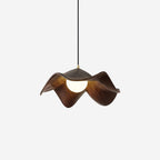 Lotus Leaf Pendant Light, Adjustable Kitchen Pendant Lighting – White and Wood Finish 1