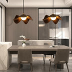 Lotus Leaf Pendant Light, Adjustable Kitchen Pendant Lighting – White and Wood Finish 2