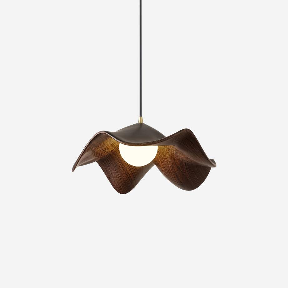 Lotus Leaf Pendant Light, Adjustable Kitchen Pendant Lighting – Wood Finish 1