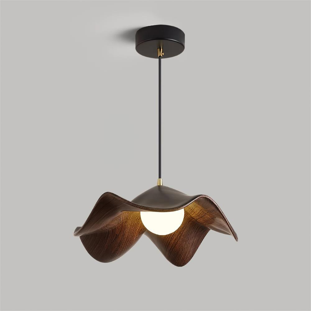 Lotus Leaf Pendant Light, Adjustable Kitchen Pendant Lighting – Wood Finish 9