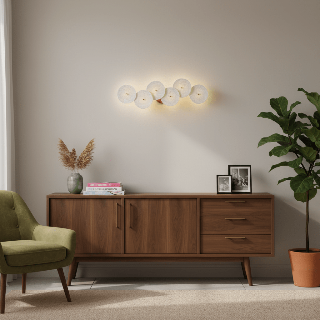 Lotus Petal Wall Light with Ceramic Petals and Metal Frame – Elegant Indoor Sconce 6