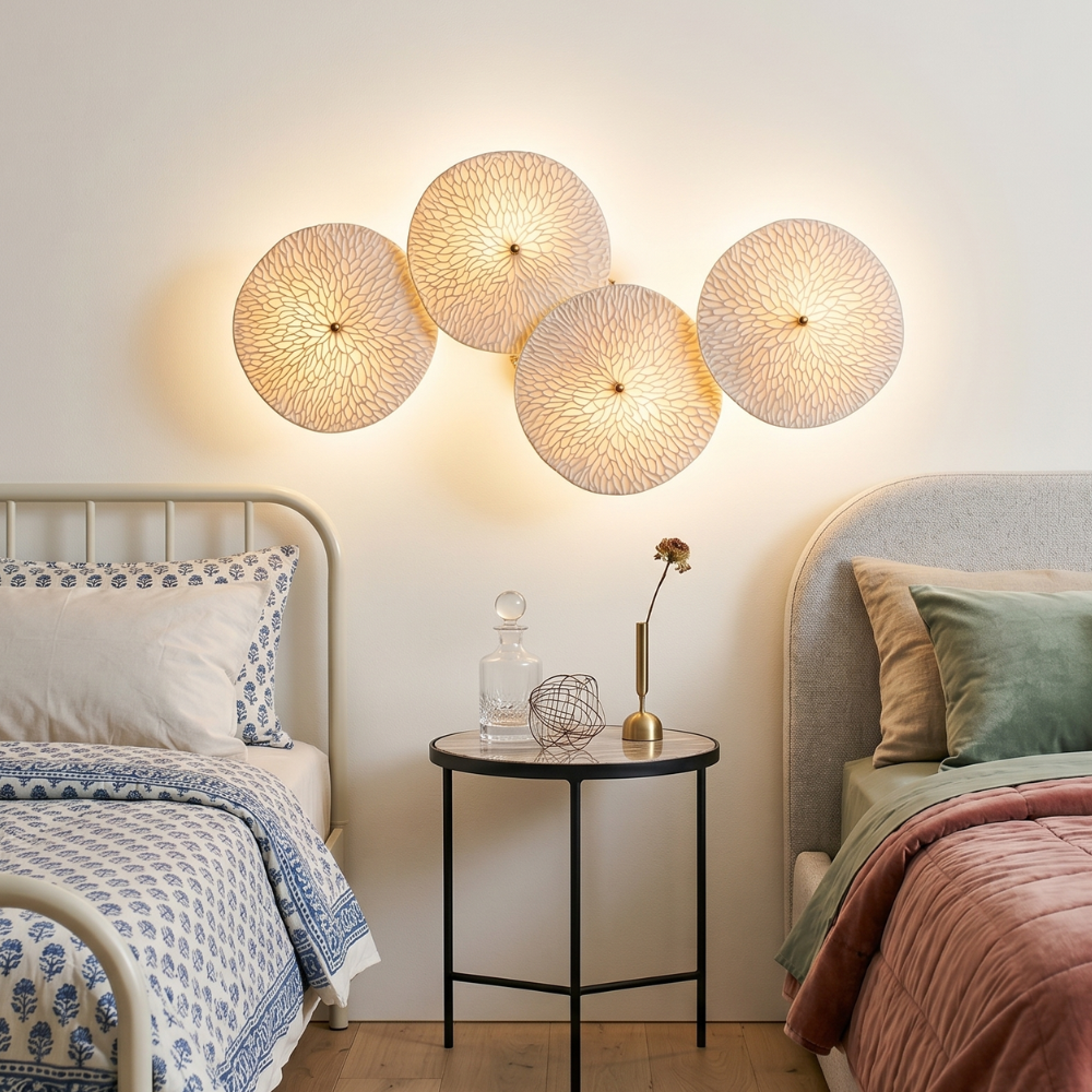 Lotus Petal Wall Light with Ceramic Petals and Metal Frame – Elegant Indoor Sconce 99