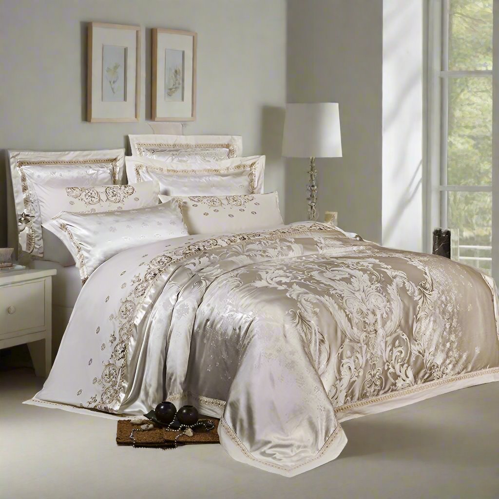 Luxury Jacquard Duvet Cover Set in Soft Egyptian Cotton – King Size, 500 Thread Count 0