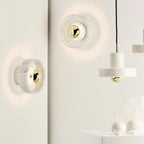 Marble Round LED Wall Light Polished Brass Finish Bathroom Sconce Home Decor Stack Clear 1