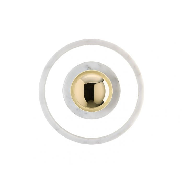 Marble Round LED Wall Light Polished Brass Finish Bathroom Sconce Home Decor Stack Clear 3