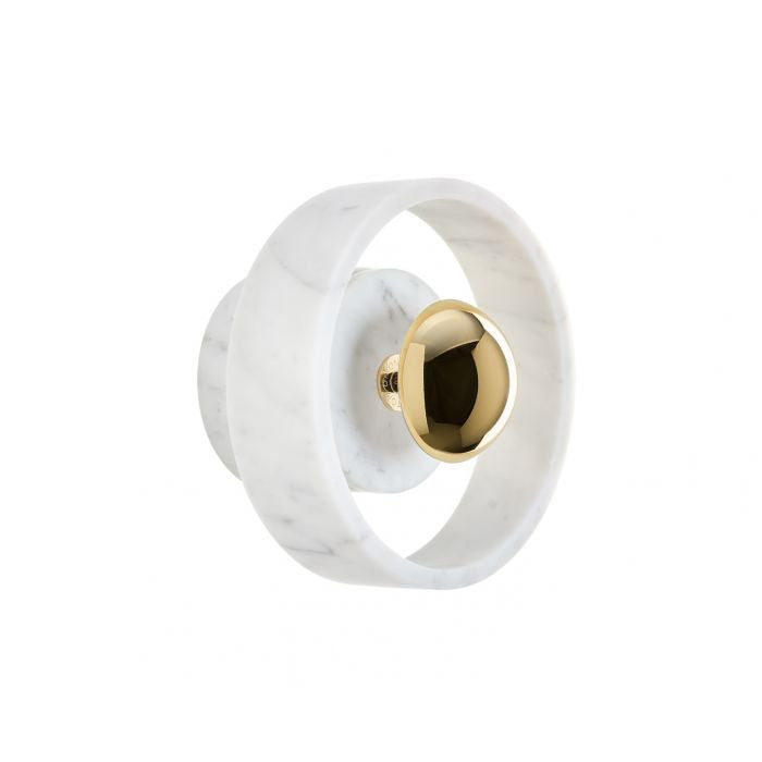 Marble Round LED Wall Light Polished Brass Finish Bathroom Sconce Home Decor Stack Clear 4