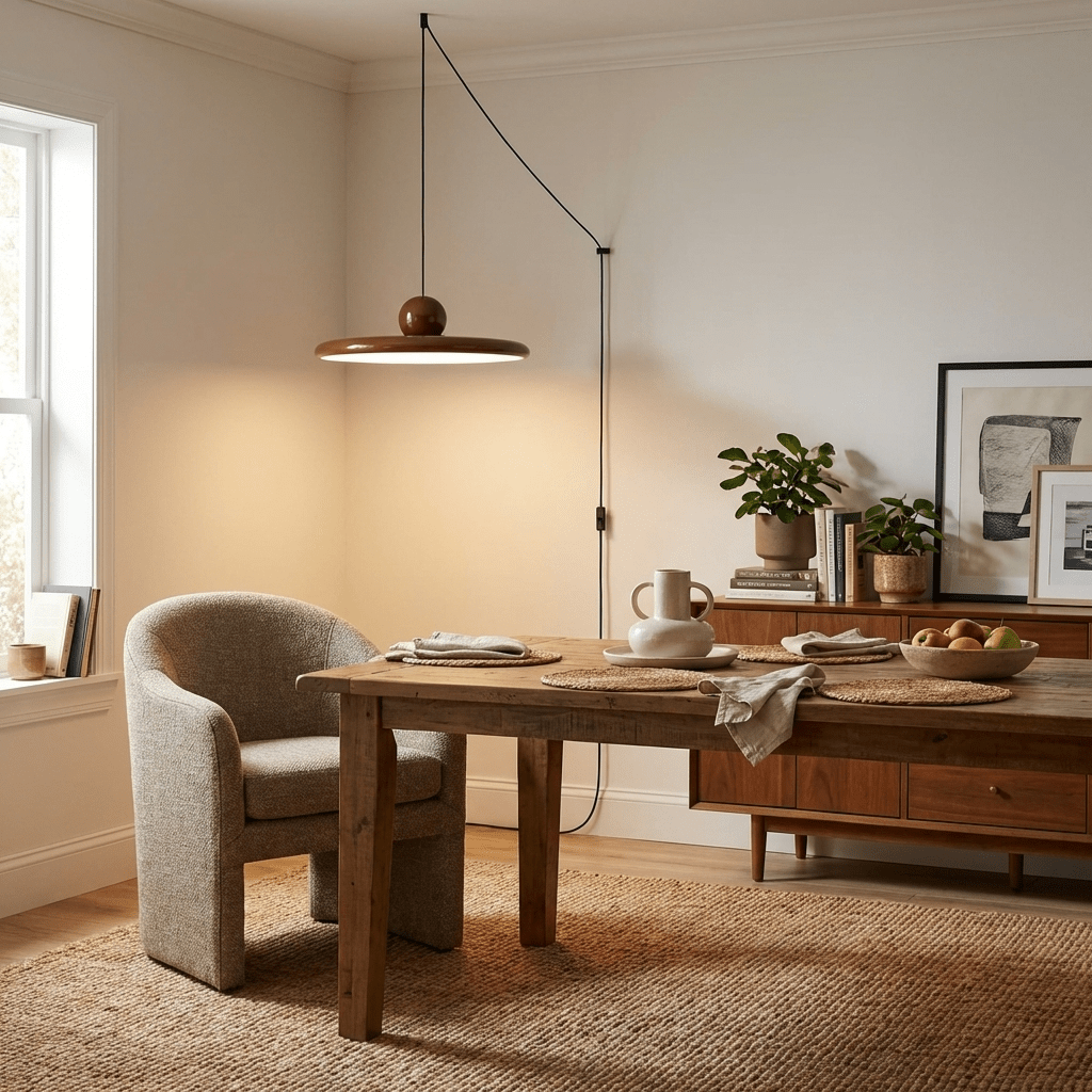 Metal Disc Pendant Light Plug-In Bauhaus LED Adjustable Kitchen Dining Room Home Decor - Stack & Clear 8