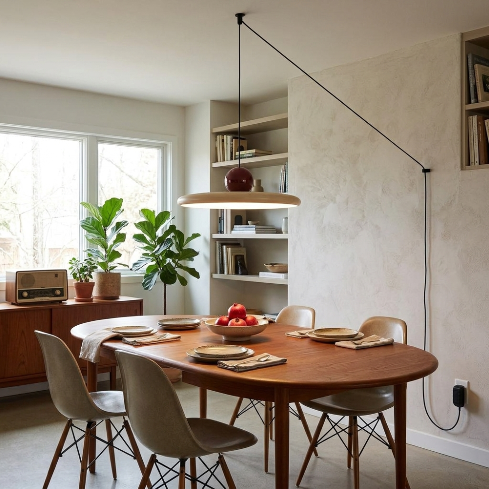 Metal Disc Pendant Light Plug-In Bauhaus LED Adjustable Kitchen Dining Room Home Decor - Stack & Clear 98