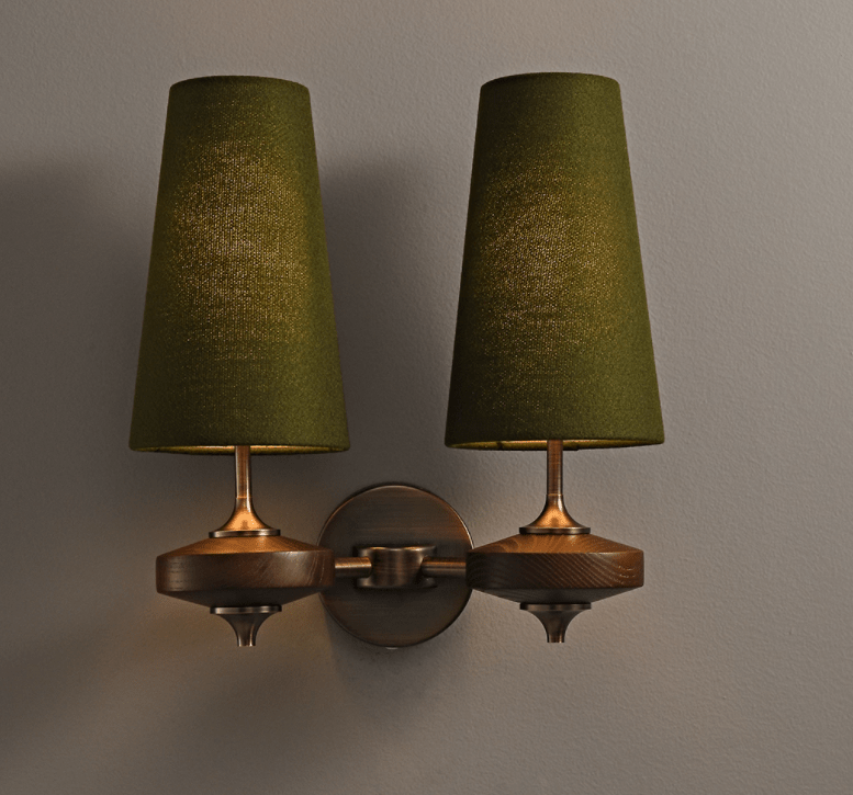Mid-Century Modern Dual Shade Wall Sconce Wood Finish 11