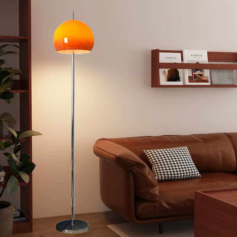 Mid-Century Modern Floor Lamp with Dual Lighting - Caramel and Silver Standing Lamp for Living Room 0