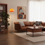 Mid-Century Modern Floor Lamp with Dual Lighting - Caramel and Silver Standing Lamp for Living Room 9