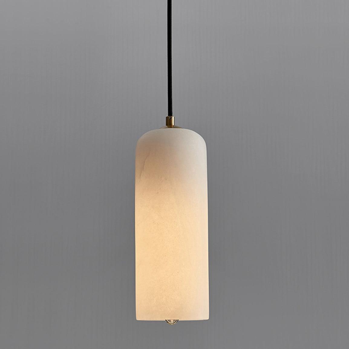 Mid-Century Pendant Light Brass Alabaster Adjustable Height 0