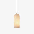 Mid-Century Pendant Light Brass Alabaster Adjustable Height 1