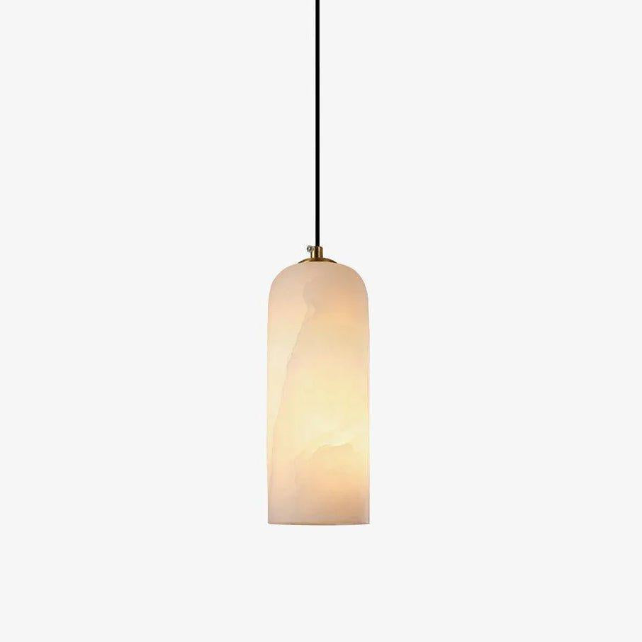 Mid-Century Pendant Light Brass Alabaster Adjustable Height 1