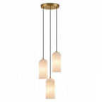 Mid-Century Pendant Light Brass Alabaster Adjustable Height 10
