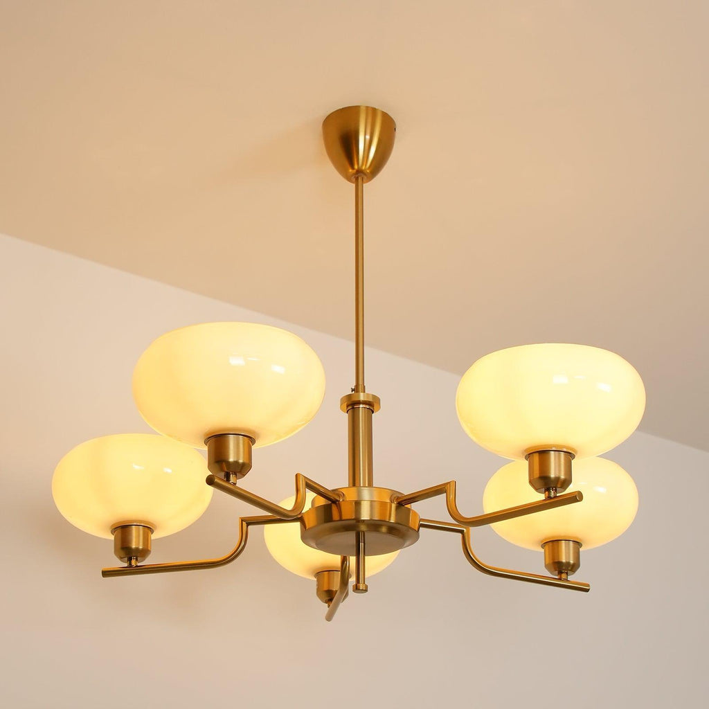 Midcentury Chandelier Light Glass Globes Adjustable Height 4
