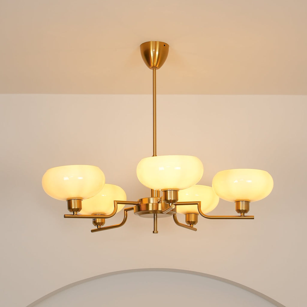Midcentury Chandelier Light Glass Globes Adjustable Height 5