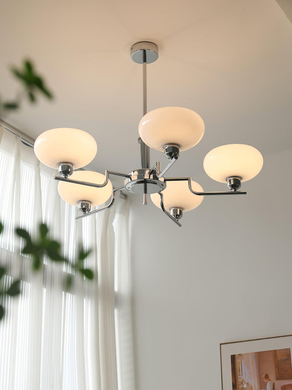 Midcentury Chandelier Light Glass Globes Adjustable Height 6