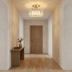 Milky White Crystal Flush Mount Ceiling Light Round Design High CRI Modern Bedroom Hallway Home Decor - Stack & Clear 12