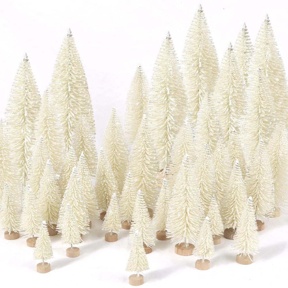 Mini Christmas Tree Set – 30 Snowy Bottle Brush Trees for Holiday Decor and Crafts 0
