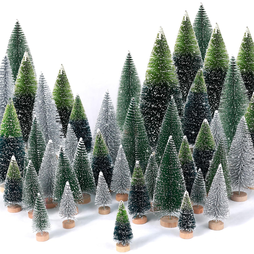 Mini Christmas Tree Set – 30 Snowy Bottle Brush Trees for Holiday Decor and Crafts 1