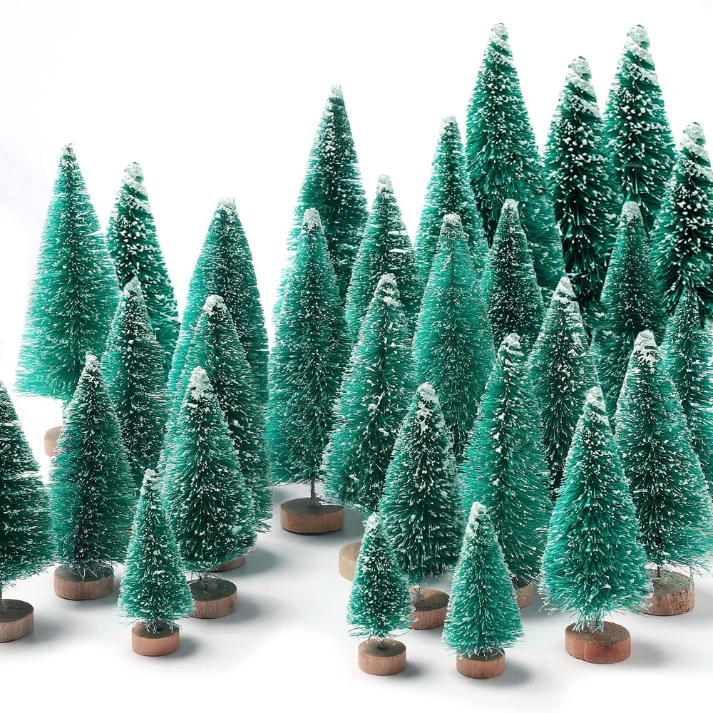 Mini Christmas Tree Set – 30 Snowy Bottle Brush Trees for Holiday Decor and Crafts 3