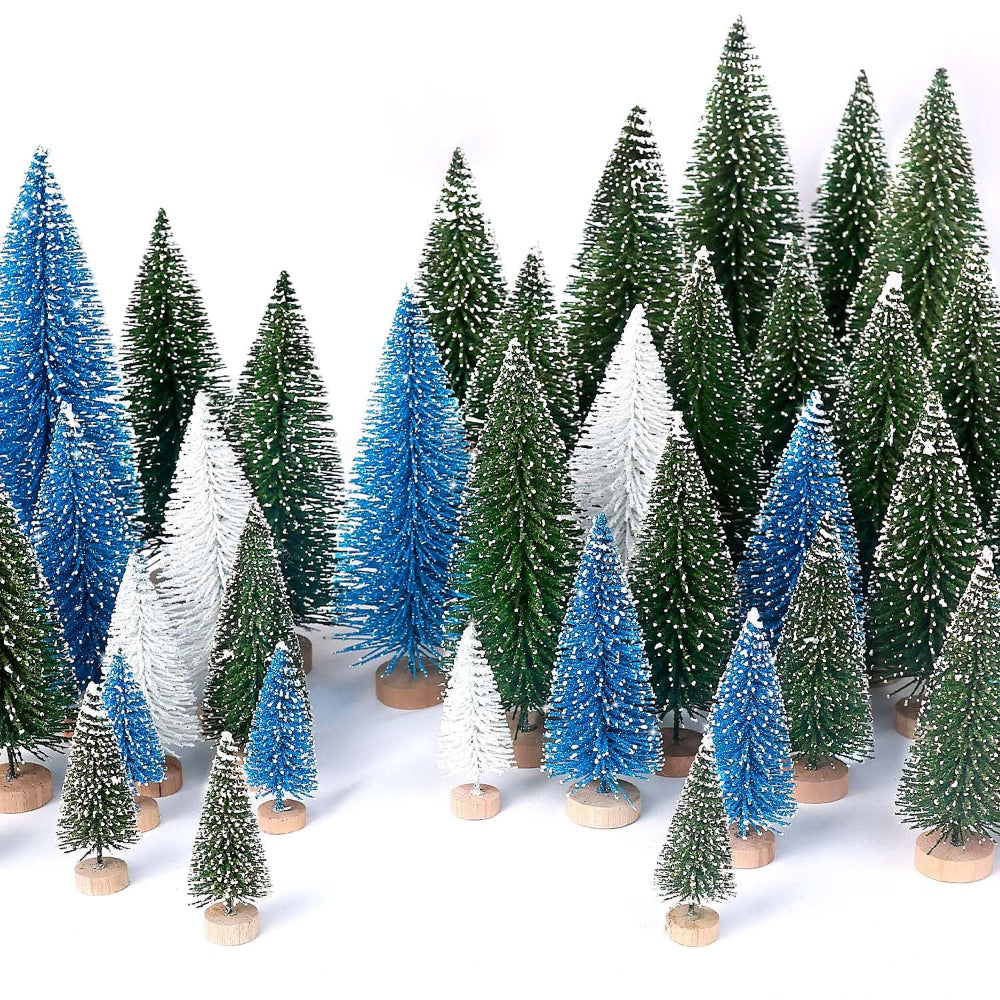 Mini Christmas Tree Set – 30 Snowy Bottle Brush Trees for Holiday Decor and Crafts 4