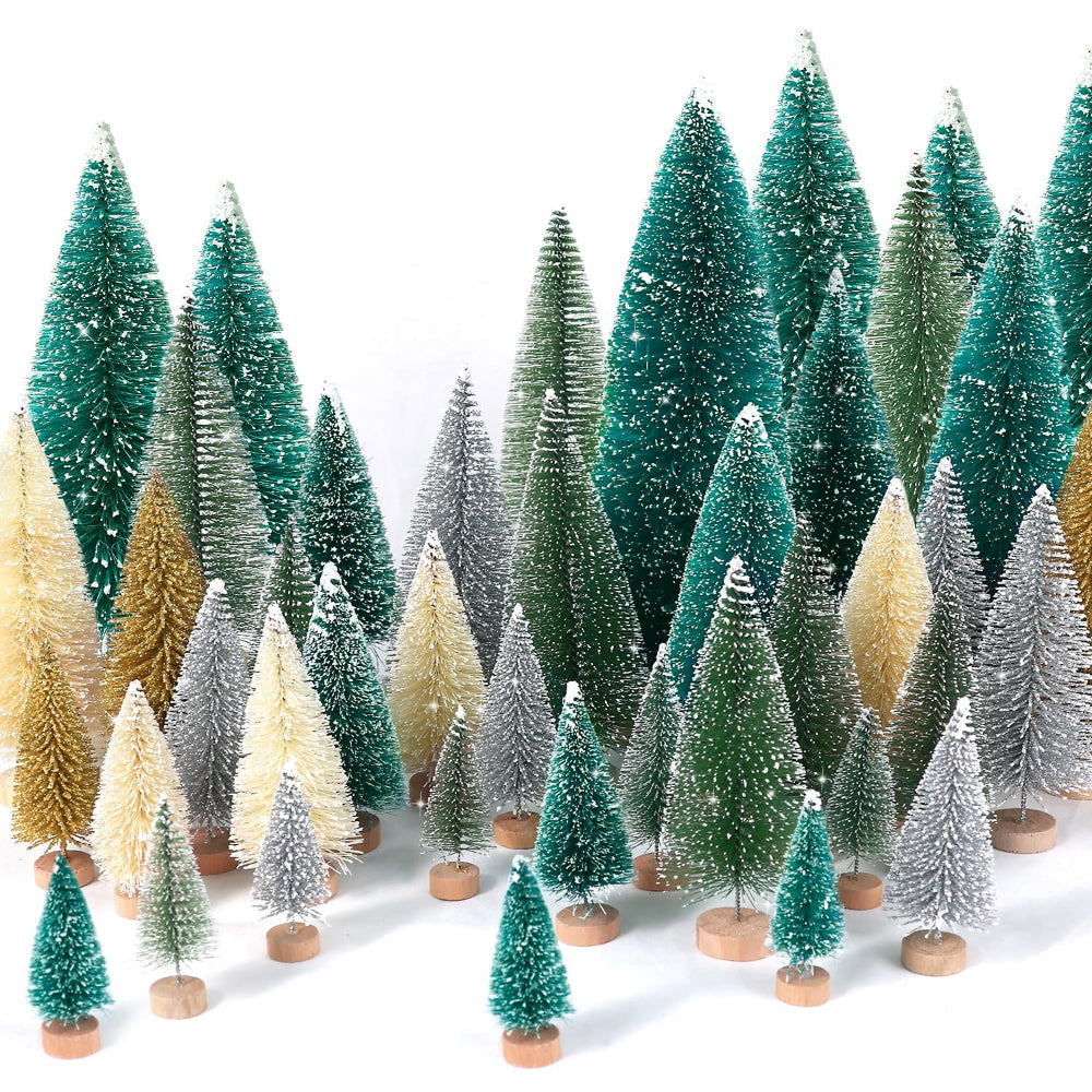 Mini Christmas Tree Set – 30 Snowy Bottle Brush Trees for Holiday Decor and Crafts 6