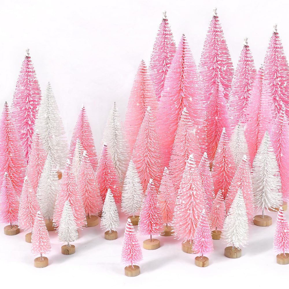 Mini Christmas Tree Set – 30 Snowy Bottle Brush Trees for Holiday Decor and Crafts 7