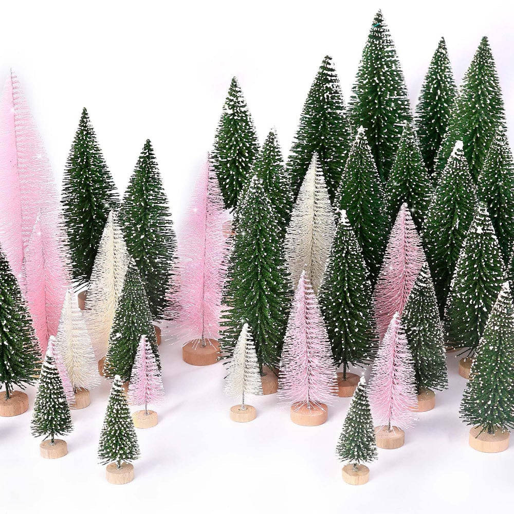 Mini Christmas Tree Set – 30 Snowy Bottle Brush Trees for Holiday Decor and Crafts 9