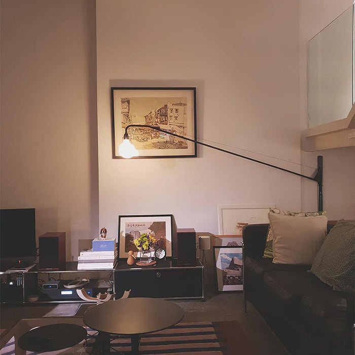 Minimalist Adjustable LED Wall Sconce Black Metal Finish 8