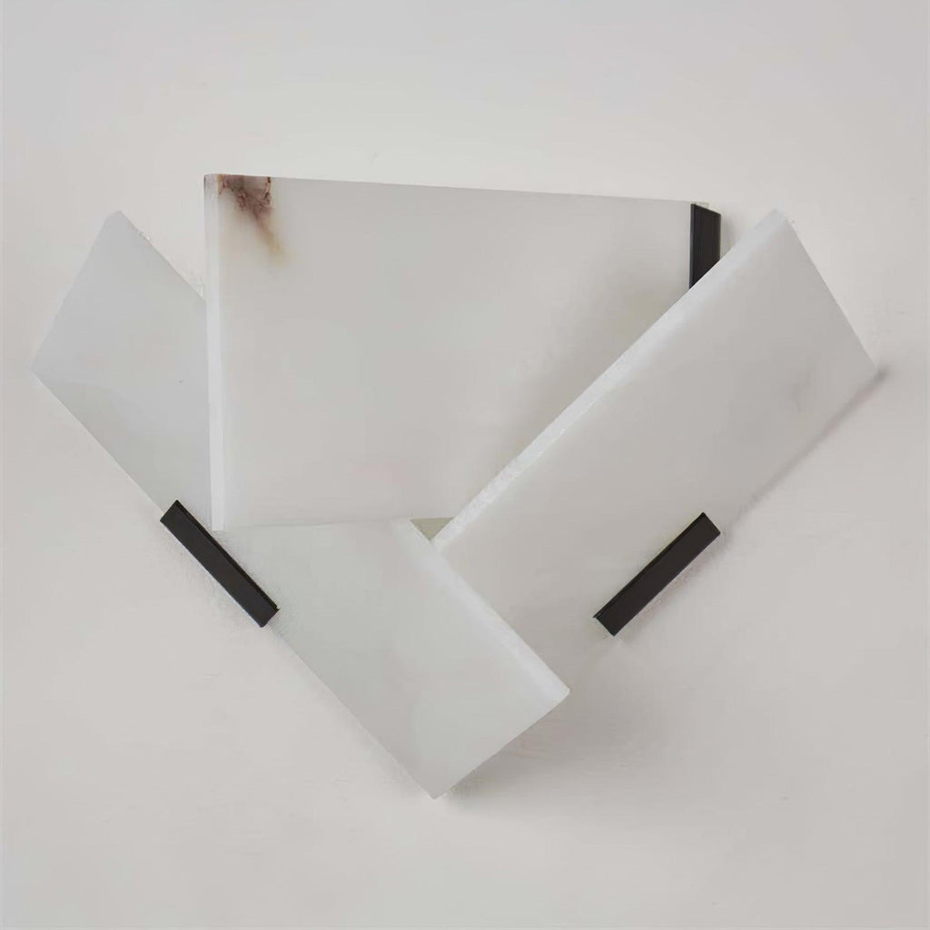 Minimalist Alabaster LED Wall Light With Satin Black Stand 0