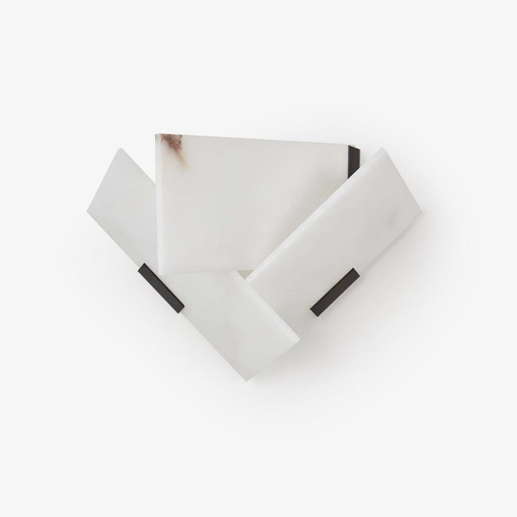 Minimalist Alabaster LED Wall Light With Satin Black Stand 1