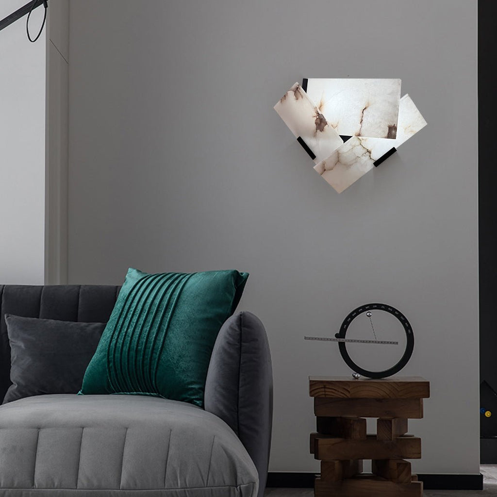 Minimalist Alabaster LED Wall Light With Satin Black Stand 4