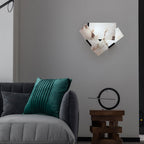 Minimalist Alabaster LED Wall Light With Satin Black Stand 4