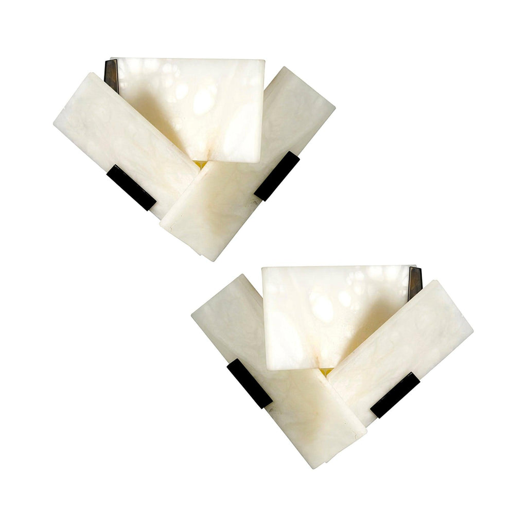 Minimalist Alabaster LED Wall Light With Satin Black Stand 6