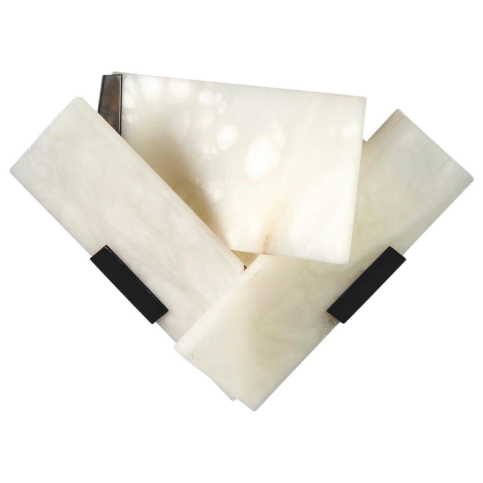 Minimalist Alabaster LED Wall Light With Satin Black Stand 7