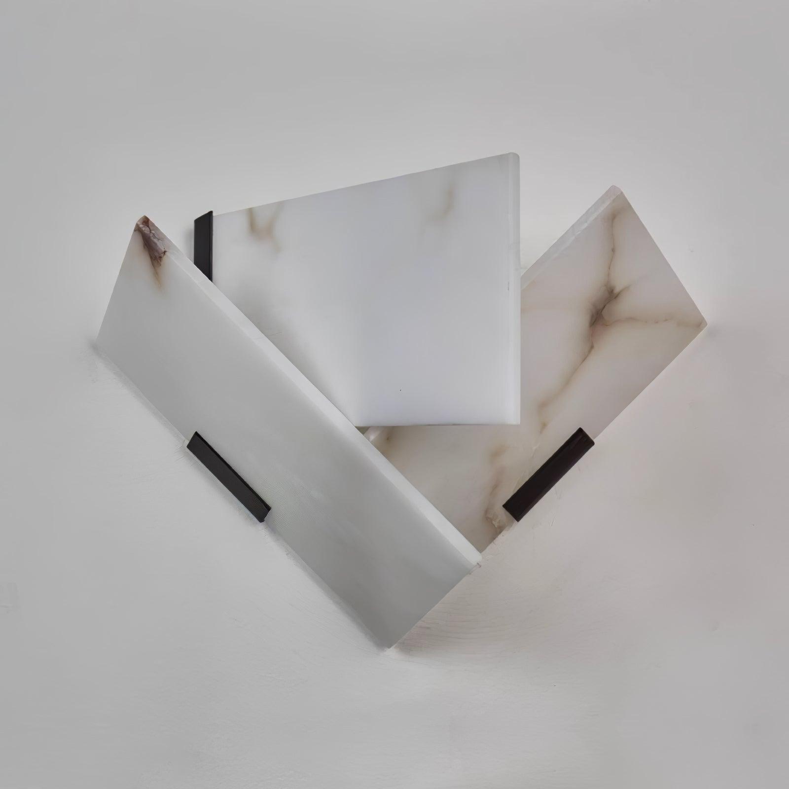 Minimalist Alabaster LED Wall Light With Satin Black Stand 8