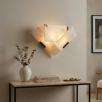 Minimalist Alabaster LED Wall Light With Satin Black Stand